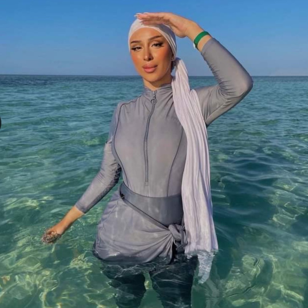 LYRA SWIMWEAR SET Modest Swimsuit -PASTEL GRAY - 4 pcs